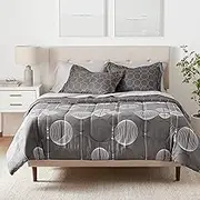 Amazon Basics 7-Piece Lightweight Microfiber Bed-In-A-Bag Comforter Bedding Set - Full/Queen, Industrial Gray