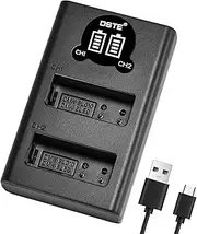 DSTE DMW-BLE9 Battery USB Dual Quick Charger with LCD Display Compatible for Panasonic Lumix DC-LX100 II, DMC-GF6, DMC-GM1KEB, DMW-BLE9PP, DMW-BLG10, DMW-BLH7, DMW-BLH7PP, DMW-BLH7E, DMW-BLH7GK