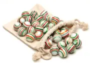 WE Games White Stripe Glass Marbles for Solitaire - Set of 33