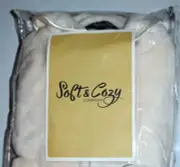 Soft Cozy Loungewear Plush ZipFront Long Robe NEW HSN Ivory Size XS/S Pom Poms