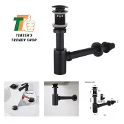 Bathroom Sink Stopper P-Trap Complete Set Adjustable 1-1/4 Bottle Trap Solid ...