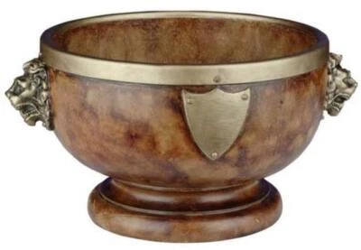 Bowl TRADITIONAL Lodge Lion Heads Round Resin Hand-Painted Hand-Cast Pai