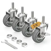 Caster Wheels 3 Inch Locking Stem Threaded Swivel Casters Set Of 4 Heavy Duty