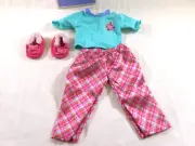 American Girl Doll Petals & Plaid Pj's includes Slippers ! Pajamas with Box