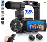 5K Video Camera Camcorder, 10X Optical Zoom 48MP UHD 30FPS Vlogging Camera