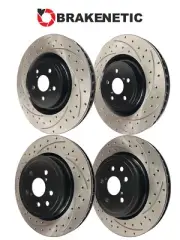 [FRONT + REAR] BRAKENETIC PREMIUM Drilled Slotted Brake Rotors GSF GS F RCF RC F