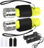 2-Pack Rechargeable Diving Flashlights – High Lumens LED Scuba Dive Lights, IPX8