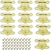 SING F LTD 10Pcs Gold Box Buckle Latch Decorative Hasp Latches Small Box Hinges Lock Antique Latch Hook Locking Hook for Wooden Box Drawer Jewellery Box DIY with Screws