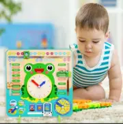 Educational Wooden Calendar Toys Clock Date Weather Board For Kids Learning