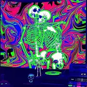 QGHOT Trippy Skeleton Tapestry Blacklight Skull Wall Hanging Gothic Black Light Tapestries Goth Glow in the Dark Poster Cool Uv Wall Tapestry for Bedroom Living Room Dorm Decor (78.7"x59.1")
