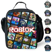 Nmaov Roblox Print Kids Insulated Lunch Box School Picnic Crossbody Thermal Tote Bag For Boys Girls E