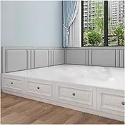 Self- Adhesive Wall Cushion,Stereo Peel and Stick Headboard 50x50cm, Soft Wall Cushion Thickness 3.5cm 3 Piece/6 Pieces/8 Pieces, for Bedrooms TV Wall Children's Room Play Room(Gray,50x400cm- 8pcs)