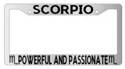 Chrome License Plate Frame Auto Accessory Scorpio Power and Passionate
