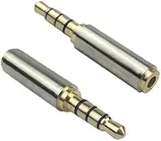Gold 2.5mm Female to 3.5mm Male Stereo Audio Headphone Jack Adapter AUX Socket