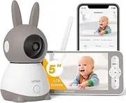 ieGeek 2K Baby Monitor with 5" HD LCD, WiFi Video Monitor with Camera and 2 Way Audio, PTZ Auto Tracking, Mobile APP and Wireless Monitor No WiFi Control, Cry Detection, Temperature