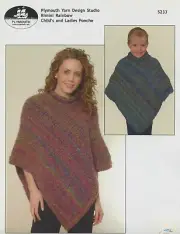 Child & Adult Poncho - Plymouth Yarn KNITTING PATTERN S233 - 6 sizes Bulky Yarn