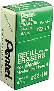 Pentel Mechanical Pencil Eraser Refills, Z2-1N, Box of 12 Tubes of 3 Erasers (Total 36 Erasers)