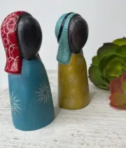 Hand Crafted Carved Soapstone Nativity Figurines Made in Kenya - Lot of 2