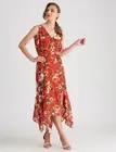 Midi Maxi Cocktail Dress Size 16 Liz Jordan Sleeveless Shimmer Hanky Hem Wedding
