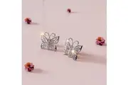 Solid 925 Sterling Silver Butterfly Stud Earrings