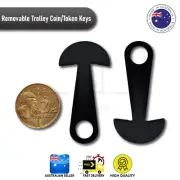 2x Black Removable Shopping Trolley Coin Token Key Unlocker Woolies coles Aldi$2