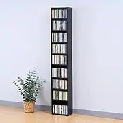 Yamazen CCDCR-2615(DBR) R Rack, 9 Tiers, CD Rack, Bookcase, Slim Capacity, Movable Shelf, Comic, DVD, Storage, Width 10.0 x Depth 6.7 x Height 59.1 inches (25.5 x 17 x 150 cm), Storage Shelf, Space