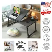 Adjustable Portable Lap Desk with Cup Holder - Foldable Bed Table for Laptops