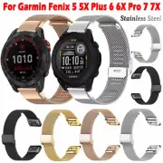 For Garmin Fenix 5 5X Plus 6 6X Pro 7 7X 3HR Milanese Watch Band Strap Quick Fit