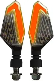 Motorcycle Indicators Flowing Turn Signal Lights LED Left Right Turn Signal Lamps Daytime Running Lights Indicators UN&IVE&RSAL for KA&WA&SA&KI(Red)