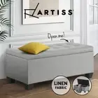 Artiss Storage Ottoman Blanket Box Bench 97cm Linen Chest Foot Stool Light Grey