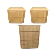 Rosemallow 2pc Bedside 1 Tallboy Bedroom Package Chest of Drawers Set Cabinet