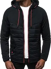 [JEShifangjiusu] Zipper Lightweight Down Coat for Men Packable Outdoor Adventure Sport Coats for Men Zip Up Warm Jacket, Black, S