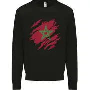 Torn Morocco Flag Moroccan Day Football Kids Sweatshirt Jumper