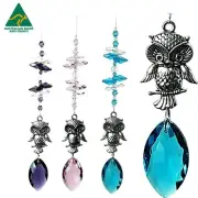 Owl Crystal Suncatcher Gift, handmade rainbow car mirror prism suncatchers