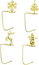 TEMPNAP 4 Pack Christmas Stocking Hooks Metal Stocking Holders for Fireplaces Mantels and Christmas Trees Easy to Use Decorative Hooks