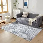 Tinyboy-hbq Living Room Rugs Bedroom Area Rugs Modern Area Rugs Non Slip Abstract Rug Washable Rugs Soft Short Pile Rugs for Bedroom Floor Mats Carpet (Abstract Grey/Light Blue/Multi, 120 x 160cm)