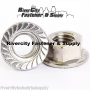 (100) M12-1.75 or 12mm x 1.75 A2 Stainless Serrated Flange Lock Nut Spin Wiz Nut