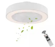 OUKANING 22 in. Modern LED Indoor White Flush Mount Ceiling Fan w/Light+Remote