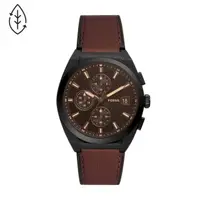在飛比找momo購物網優惠-【FOSSIL】黑鋼三眼潮流計時腕錶(FS5798)