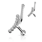 Piercing Labret Ear Double Line Paved
