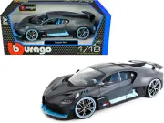Bugatti Divo Matt Gray with Blue Accents 1/18 Diecast Model Car by 11045
