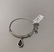 Alex and Ani AMETHYST TEARDROP Rafaelian Silver Finish Charm Bangle