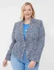 Lane Bryant Tweed High-Low One-Button Blazer Navy Plus Size 16 NWT