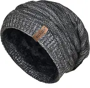 [RockJock] Mens Winter Knitted Slouch Beanie with R80 Thermal Insulation and Cosy Fleece Lining