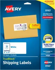 Shipping Address Labels, Inkjet Printers, 1,250 Labels, 2X4 Labels, Permanent Ad