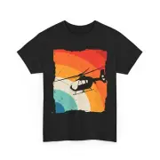 Vintage Helicopter Graphic Tee, Retro Aviation Shirt, Rainbow Helicopter Design,