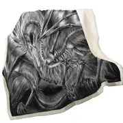 Cool Fantasy Drawing Dracolich Dragon Skeleton Throw Blanket