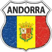 Andorra Flag Highway Shield Metal Sign