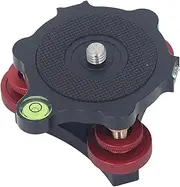 Jectse Tripod Head Leveling Base, Aluminium, 3/8 Inch Screw, 33.1 Pounds Load Capacity, 3 Built-in Bubble Levels, For Macro Photography