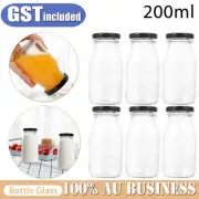 UP 100X Glass Milk Bottle Clear Fresh Milk Container for Home Milk Storage 200ML